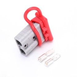 600V 50Amp Grey Housing 2 Way Battery Power Cable Connector with Red Dustproof Cover