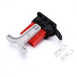 600V 50Amp Red Housing 2 Way Battery Power Cable Connector Grey T-Bar Handle and Black Dustproof Cover