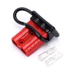 600V 50Amp Red Housing 2 Way Battery Power Cable Connector with Black Dustproof Cover