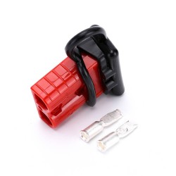 600V 50Amp Red Housing 2 Way Battery Power Cable Connector with Black Dustproof Cover