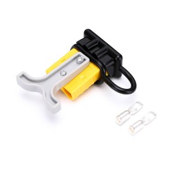 600V 50Amp Yellow Housing 2 Way Battery Power Cable Connector Grey T-Bar Handle and Black Dustproof Cover