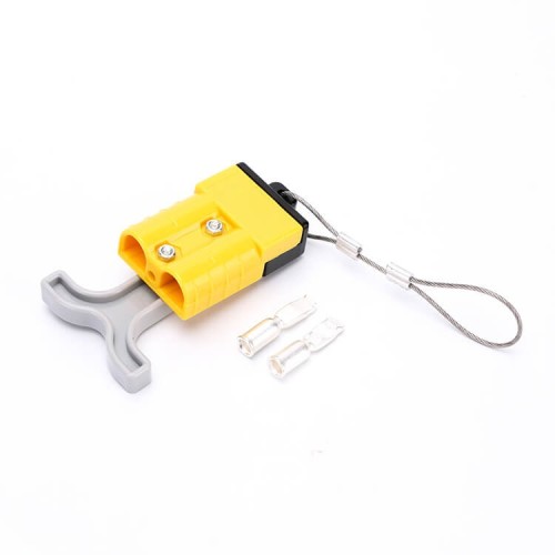 600V 50Amp Yellow Housing 2 Way Battery Power Cable Connector Grey T-Bar Handle and Black Internal Protecti