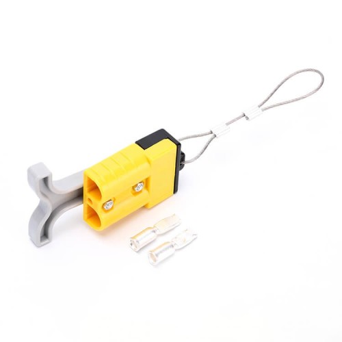 600V 50Amp Yellow Housing 2 Way Battery Power Cable Connector Grey T-Bar Handle and Black Internal Protecti