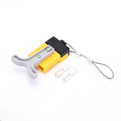 600V 50Amp Yellow Housing 2 Way Battery Power Cable Connector Grey T-Bar Handle and Black Internal Protecti