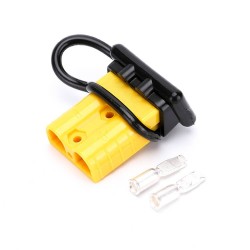 600V 50Amp Yellow Housing 2 Way Battery Power Cable Connector with Black Dustproof Cover