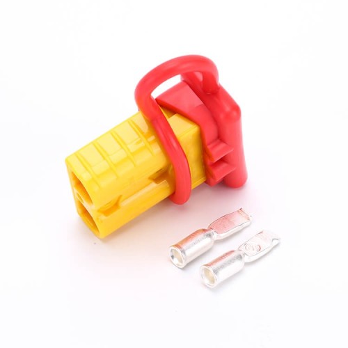 600V 50Amp Yellow Housing 2 Way Battery Power Cable Connector with Red Dustproof Cover