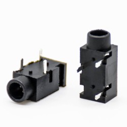 DC Connectors 3.5mm High Current Unshiled Female Jack Through Hole Right Angle Solder Lug Black