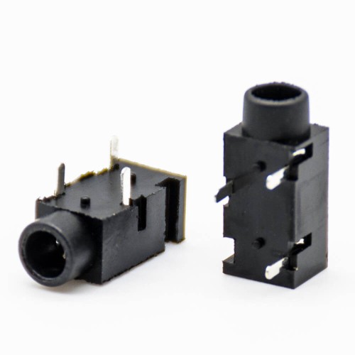 DC Connectors 3.5mm High Current Unshiled Female Jack Through Hole Right Angle Solder Lug Black