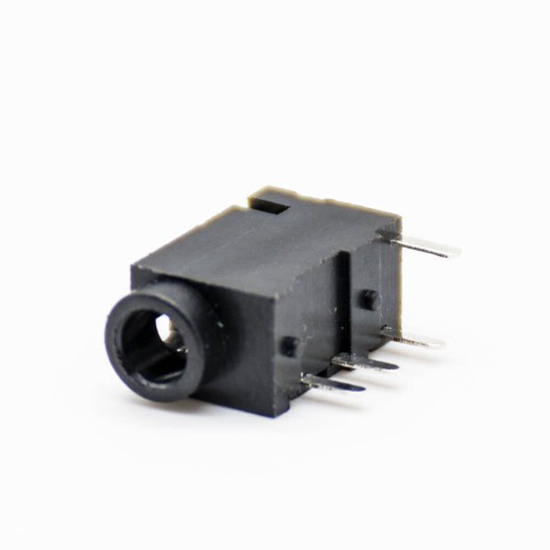 DC Connectors Right Angle Female Jack Through Hole Solder Lug Black Plastic Unshiled