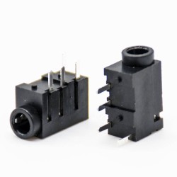 DC Connectors Right Angle Female Jack Through Hole Solder Lug Black Plastic Unshiled