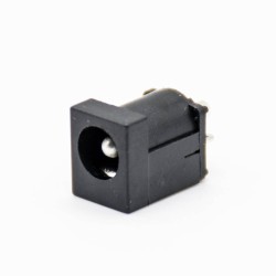 DC Power Jack Connector Male Unshile Black Plastic Through Hole Solder Lug Straight