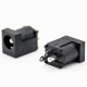 DC Power Jack Connector Male Unshile Black Plastic Through Hole Solder Lug Straight