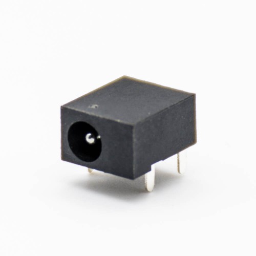 DC Power Jack Socket Male Solder Lug Plastic Black Right Angle Unshiled Through Hole