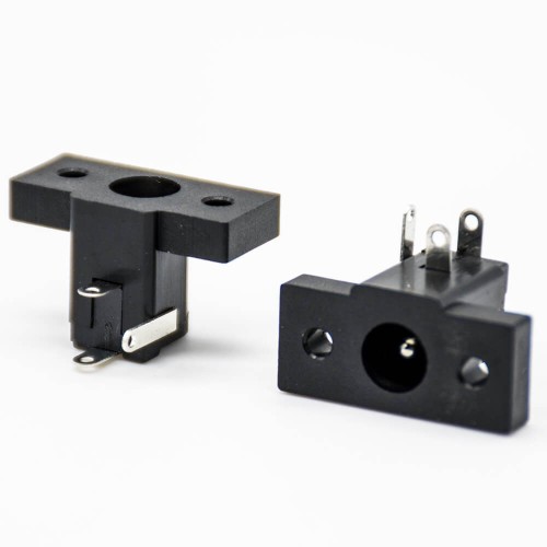 DC Power Socket Connector Male Jack Panel Mount 2 Holes Flange Through Hole Unshielded