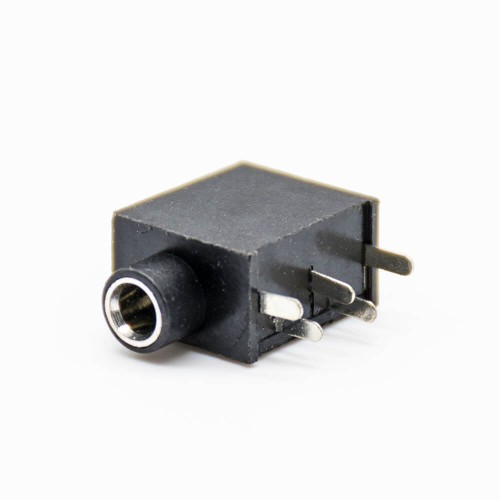 DC Power Socket Connector Plastic Through Hole Solder Lug Black Right Angle Female Jack Unshiled