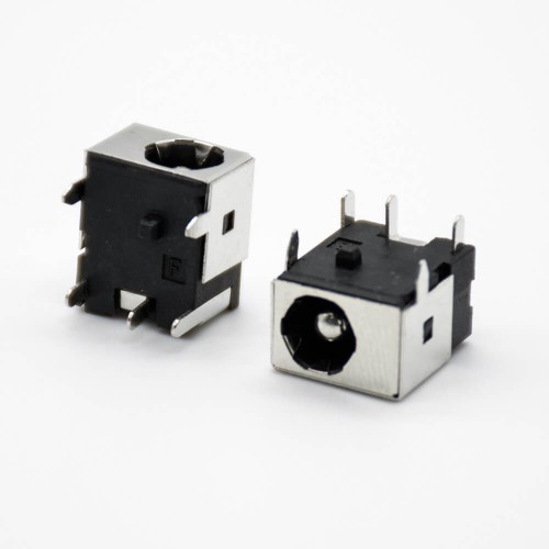 DC Power Socket Metal Box Through Hole Solder Lug 5.5*2.1mm Shiled Right Angle Male Jack Connector