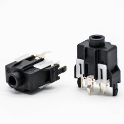 DC Power Supply Socket Connector 180 Degree Angle Through Hole Unshiled Solder Lug Female Jack Black Plastic