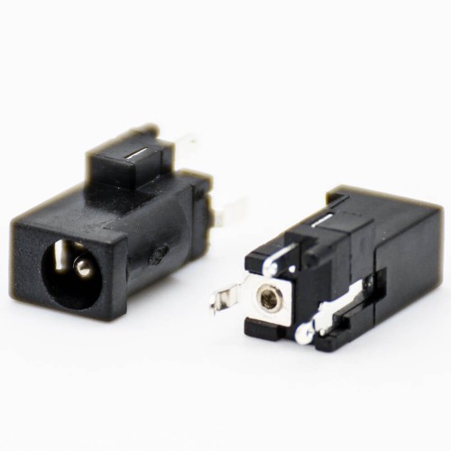 DC Power Supply Socket Unshiled Plastic Black Through Hole Solder Lug Straight Male Jack