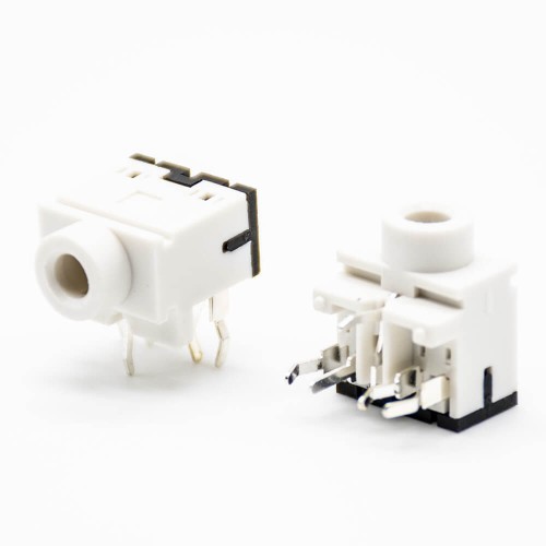 Power Connector Socket Solder Lug Through Hole Plastic White Unshiled Right Angle DC Female Jack