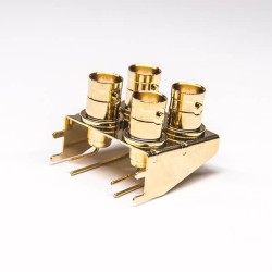 20pcs 4 Holes BNC Connector Right Angled Female Through Hole PCB Mount Gold Plating