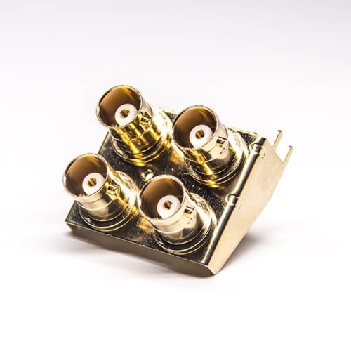 20pcs 4 Holes BNC Connector Right Angled Female Through Hole PCB Mount Gold Plating