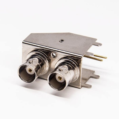 Dual BNC Connector 90 Degree Female Through Hole