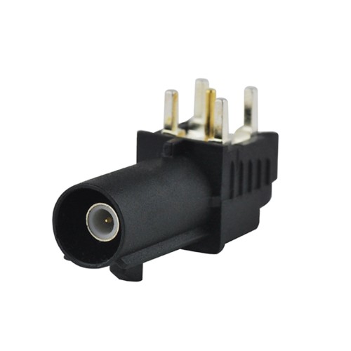 Black Fakra A Code SMB Male Plug PCB Mount Right Angle Connector 50ohm