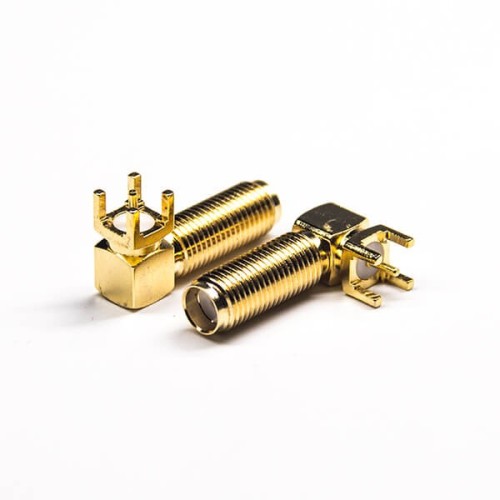 20pcs PCB Mount SMA Connector Female Right Angled Through Hole Gold Plating