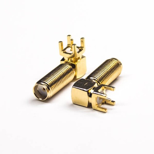 20pcs PCB Mount SMA Connector Female Right Angled Through Hole Gold Plating