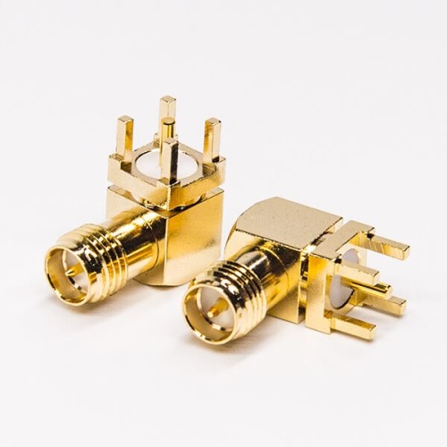 20pcs RP SMA Female PCB Connector Right Angled Through Hole