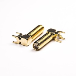 20pcs SMA Connector 50 Ohm Right Angled Gold Plating Through Hole