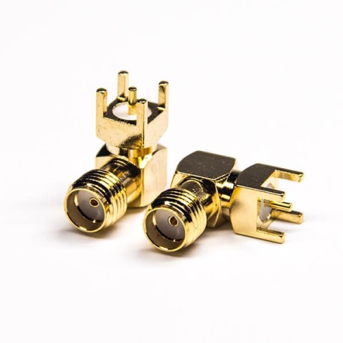 20pcs SMA Connector Right Angled Female Through Hole PCB Mount 50 Ohm