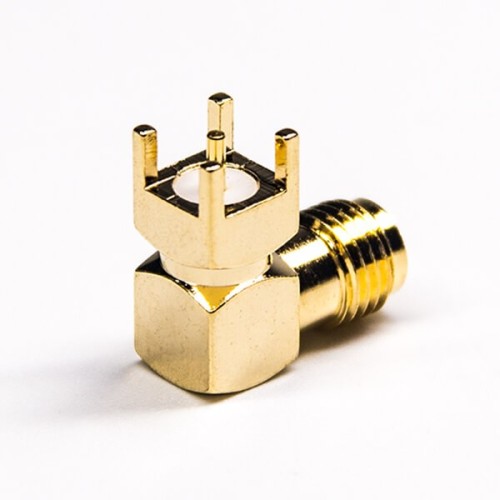 20pcs SMA Connector Right Angled Female Through Hole PCB Mount 50 Ohm