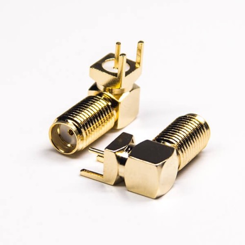 20pcs SMA Connector Right Angled Through Hole Gold Plating Panel Mount