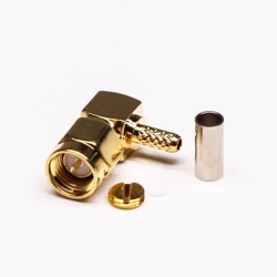 20pcs SMA Crimp Plug Right Angled Gold Plating for Coaxial Cable