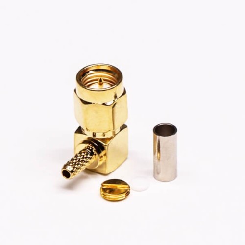 20pcs SMA Crimp Plug Right Angled Gold Plating for Coaxial Cable