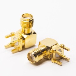 20pcs SMA Female 90 Degree RF Connector Gold Plating Through Hole