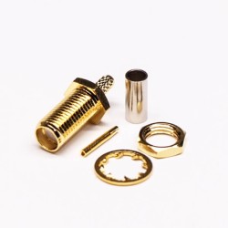 20pcs SMA Female Crimp Connector 180 Degree Bulkhead Gold Plating