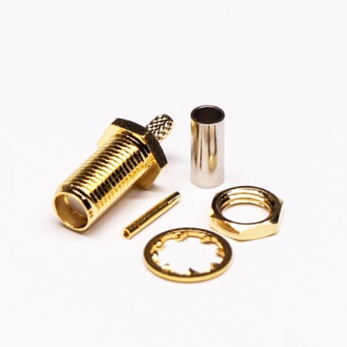 20pcs SMA Female Crimp Connector 180 Degree Bulkhead Gold Plating