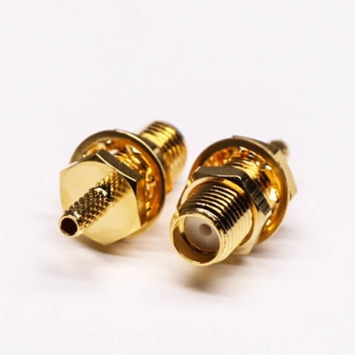 20pcs SMA Female Crimp Connector 180 Degree Bulkhead Gold Plating