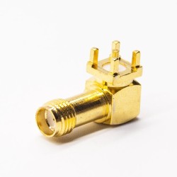 20pcs SMA Female PCB Mount Gold Plating Right Angled Through Hole