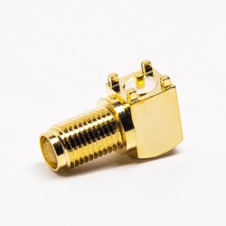 20pcs SMA Female PCB Right Angle Connector Gold Plating Through Hole