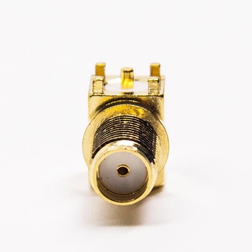 20pcs SMA Female PCB Right Angle Connector Gold Plating Through Hole