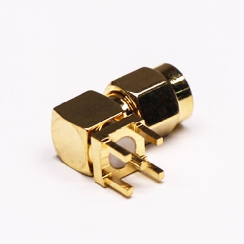 20pcs SMA Right Angle PCB Mount Male Connector Thtough Hole