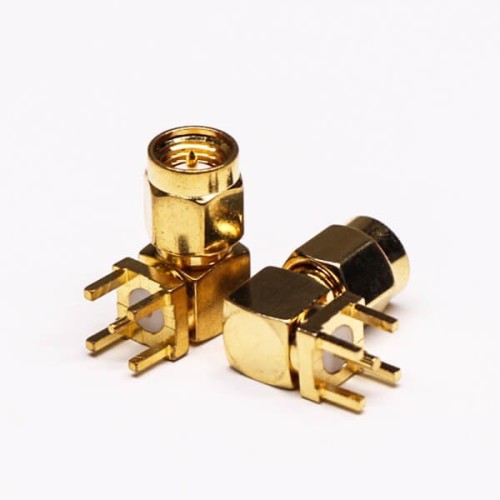 20pcs SMA Right Angle PCB Mount Male Connector Thtough Hole