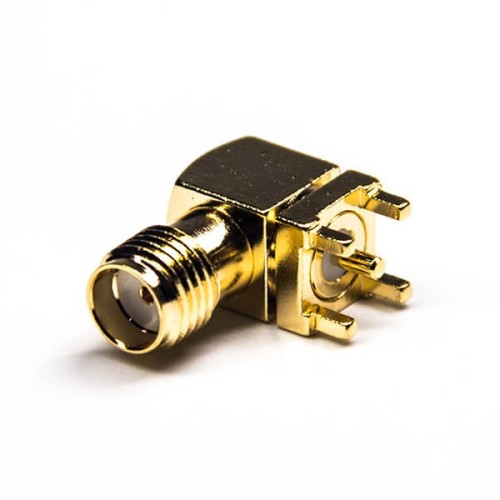 20pcs Through Hole SMA Connector Jack Right Angled Gold Plating 50 Ohm PCB Mount