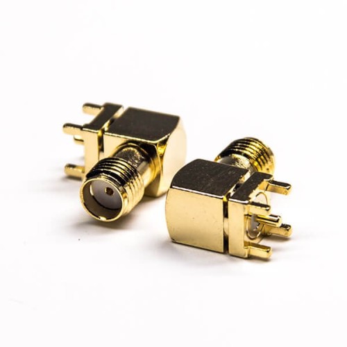 20pcs Through Hole SMA Connector Jack Right Angled Gold Plating 50 Ohm PCB Mount