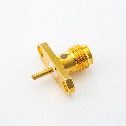 PCB Mount SMA Female Straight Connector Welding Plate 2 Holes Flange