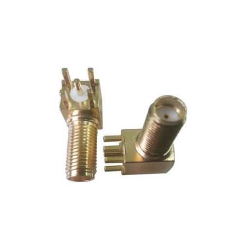 SMA Bulkhead Connector Front Mount Jack PCB Through Hole Angled Gold Plating