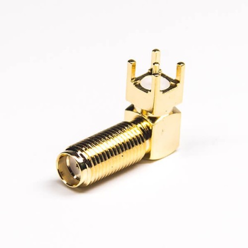 SMA Connector Angled Threaded 50 Ohm Through Hole Gold Plating